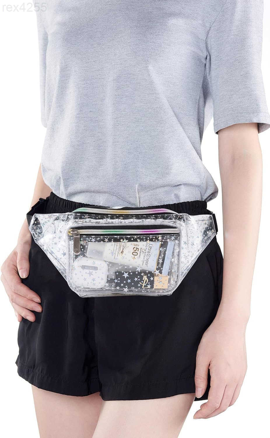 80s 90S Rave Stars Neon Transparent Gravel Fanny Pack for Women Great Waist Pack for Games Concerts Rave Festival TravelW250912