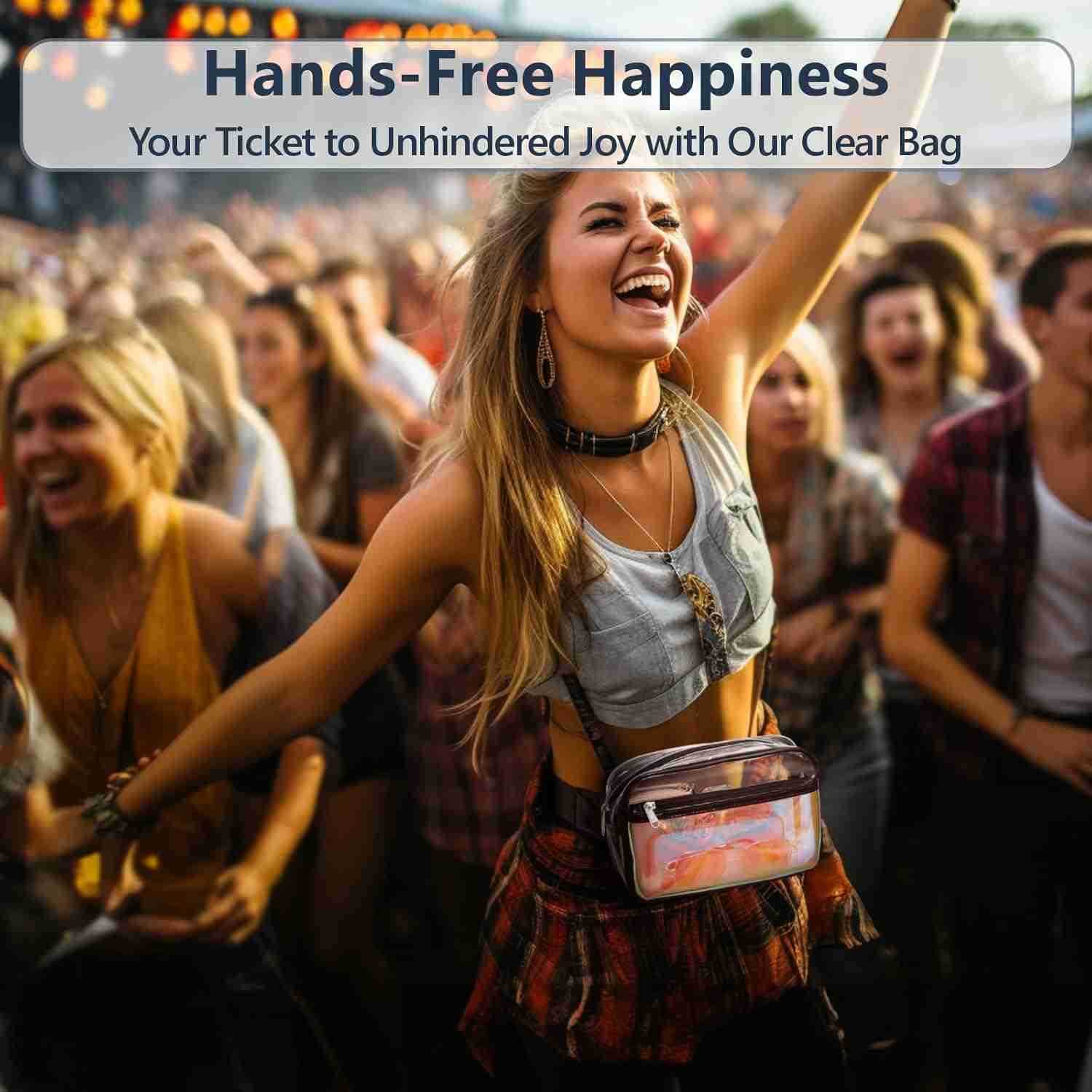 Clear Fanny Pack Holographic Clear Belt Bag Crossbody Fashion Fanny Packs for Women Men Cute Waist Bag with Adjustable Strap for Sports Beach Events C