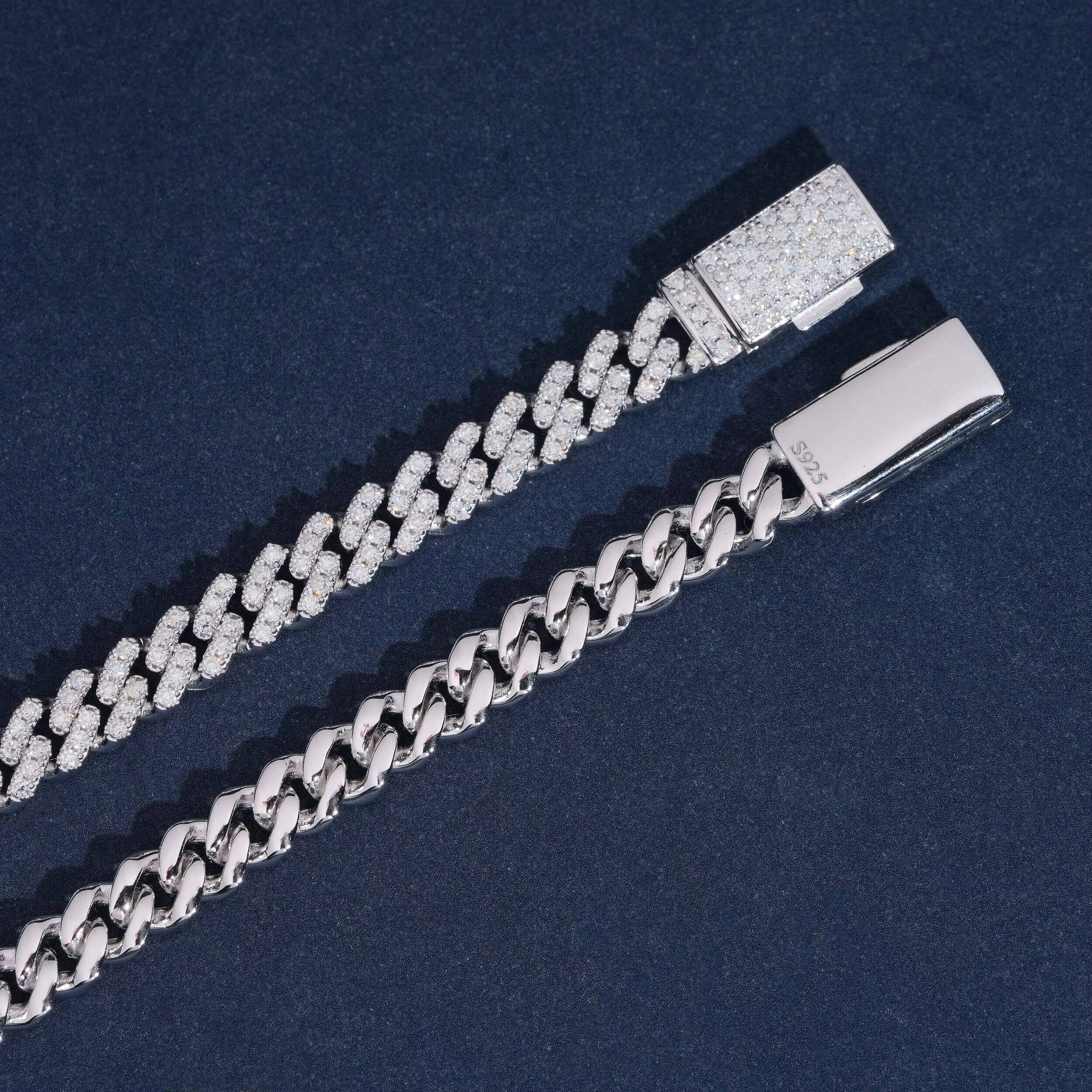 Iced Out Hip Hop Men Necklace Lab Diamond Cuban Link Chain 6MM Width 925 Sterling Silver