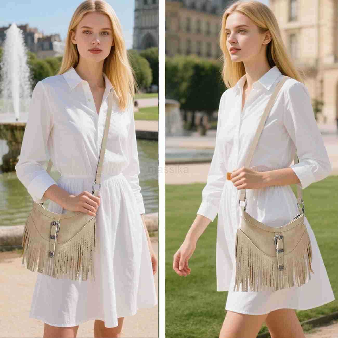 Fashion Small Western Fringe Underarm Purse Mini Hipppie Shoulder Bag with Tassel for Women M250912