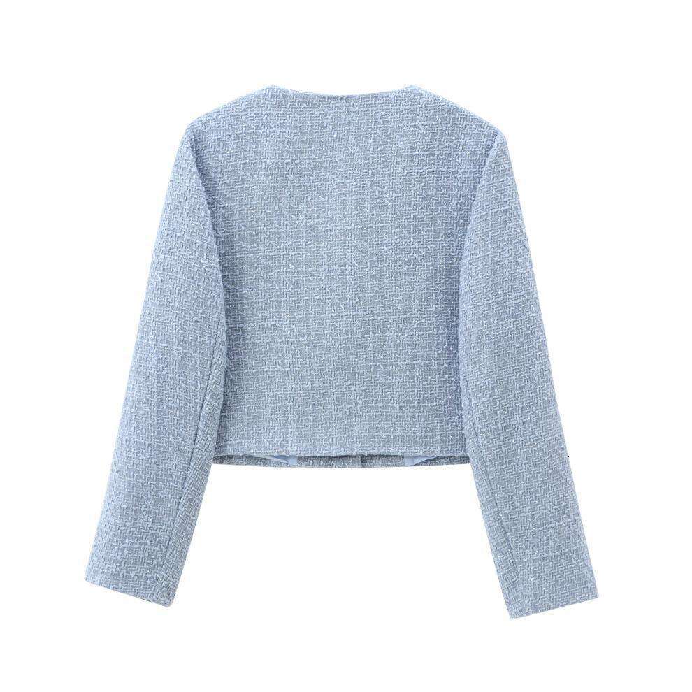 DHEssentials Autumn New Coarse Wool Round Neck Outerwear Little Chanel Style Short Jacket 1195099