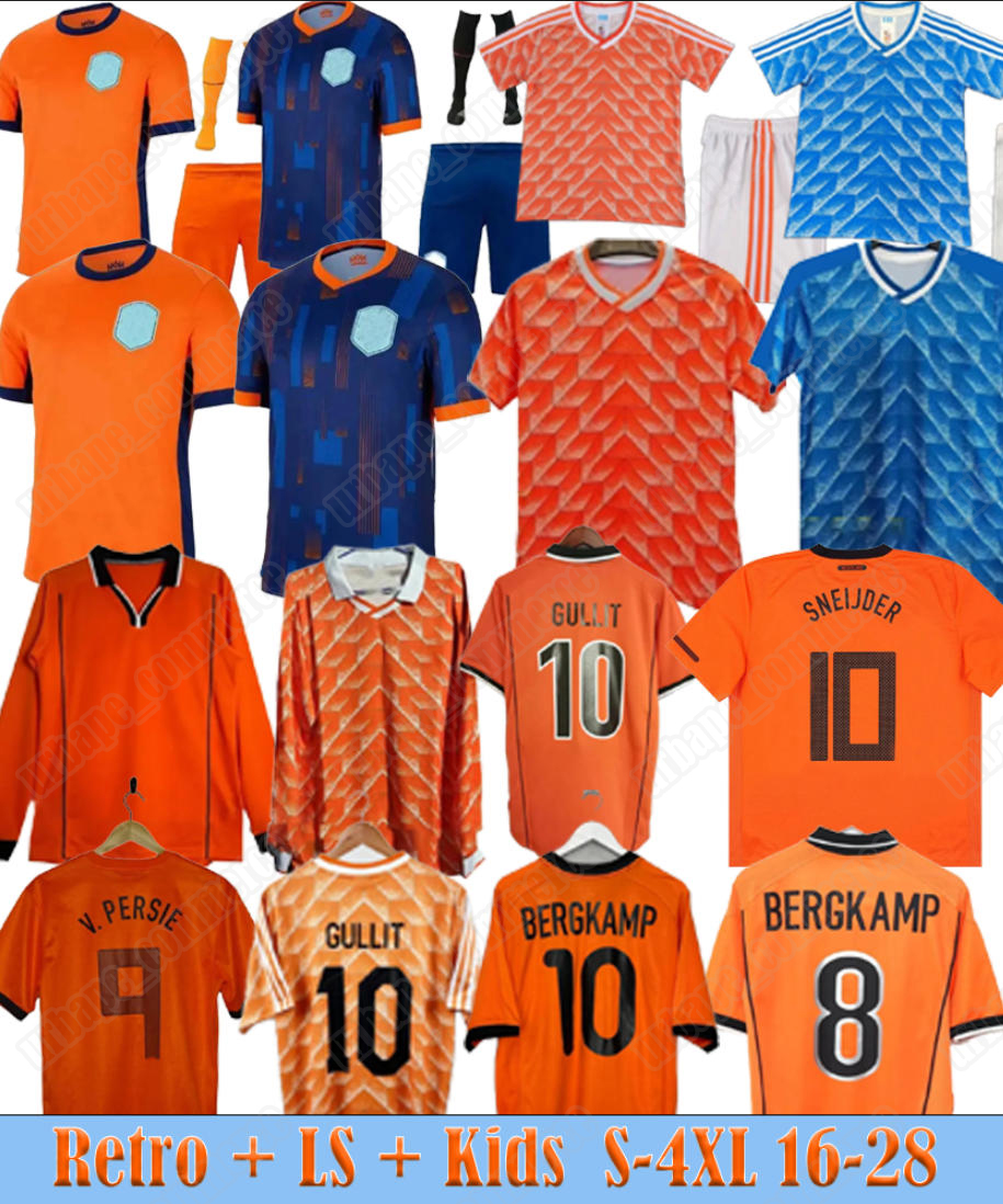 retro netherlands soccer jerseys shirts GULLIT VAN BASTEN CRUYFF BERGKAMP DAVIDS SNEIJDER SEEDORF 2024 1988 96 97 98 football Home Away LS Kids Men Kit uniform