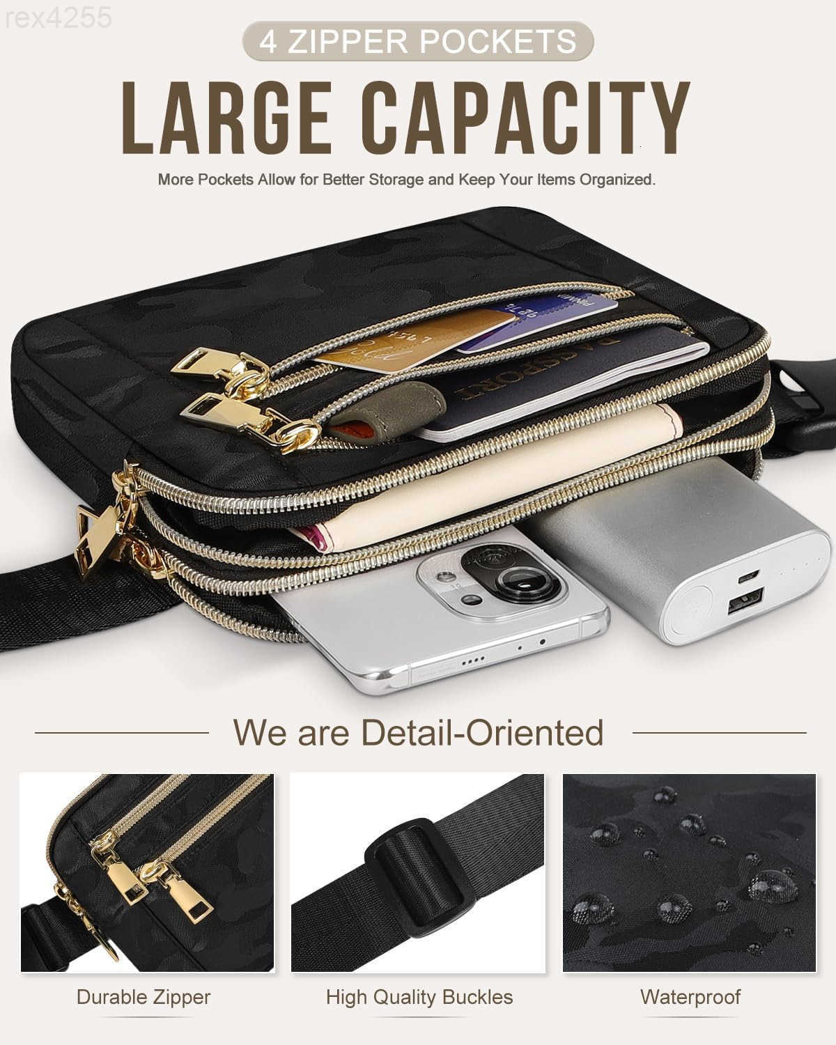 Fanny Packs for Women FAshion Waist Packs Bag with Adjustable Strap and 4 Zipper Pockets Waterproof Everywhere Crossbody Belt Bag for Workout Running 