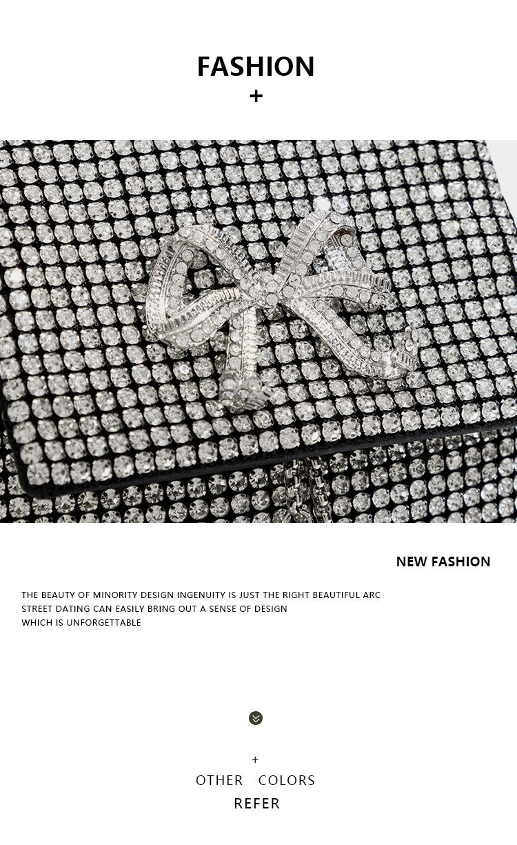 TB BHULAMTE Designer Bag 2025 New Rhinestone Bag For Women Fashion Simple Inlaid Diamond Luxury Bag Backpack Bowknot Tassel Shiny Diamond Evening Bag 