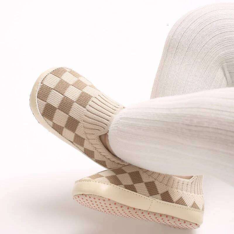 Classic Checkered Athletic Mesh Breathable Cotton Sole Toddler Boys' Girls' Casual Sports Shoes Baby Walk 0-18M