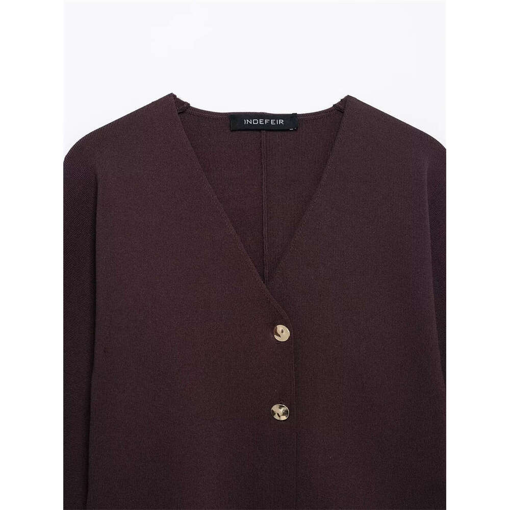 DHEssentials Spring New Knitted Sweater Round Neck Solid Color Loose Pullover Women's Little Chanel Style 4192144