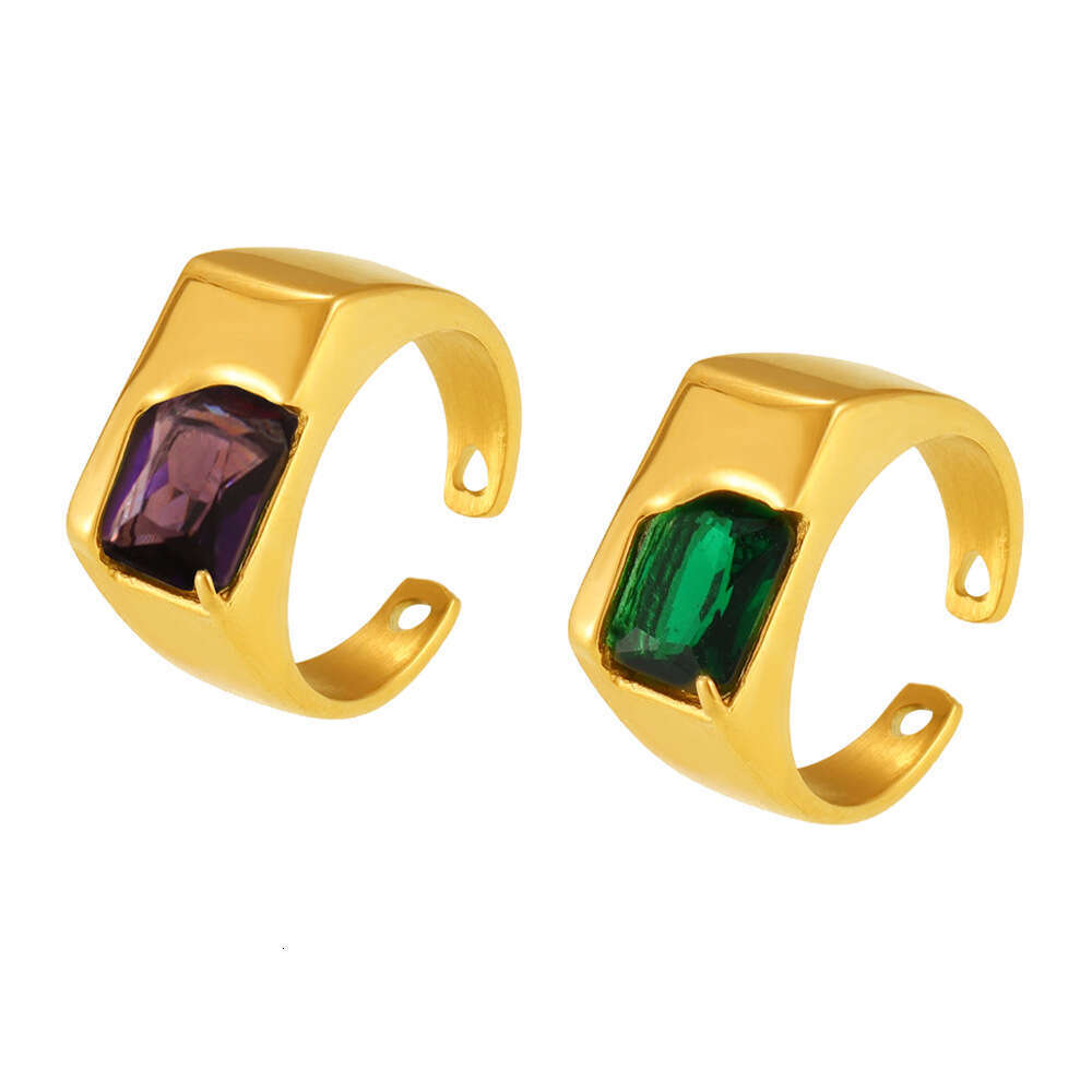 OMAIKA Trendy Cool Zirconia Open Personality Design Stainless Steel PVD Electroplated Index Finger Ring