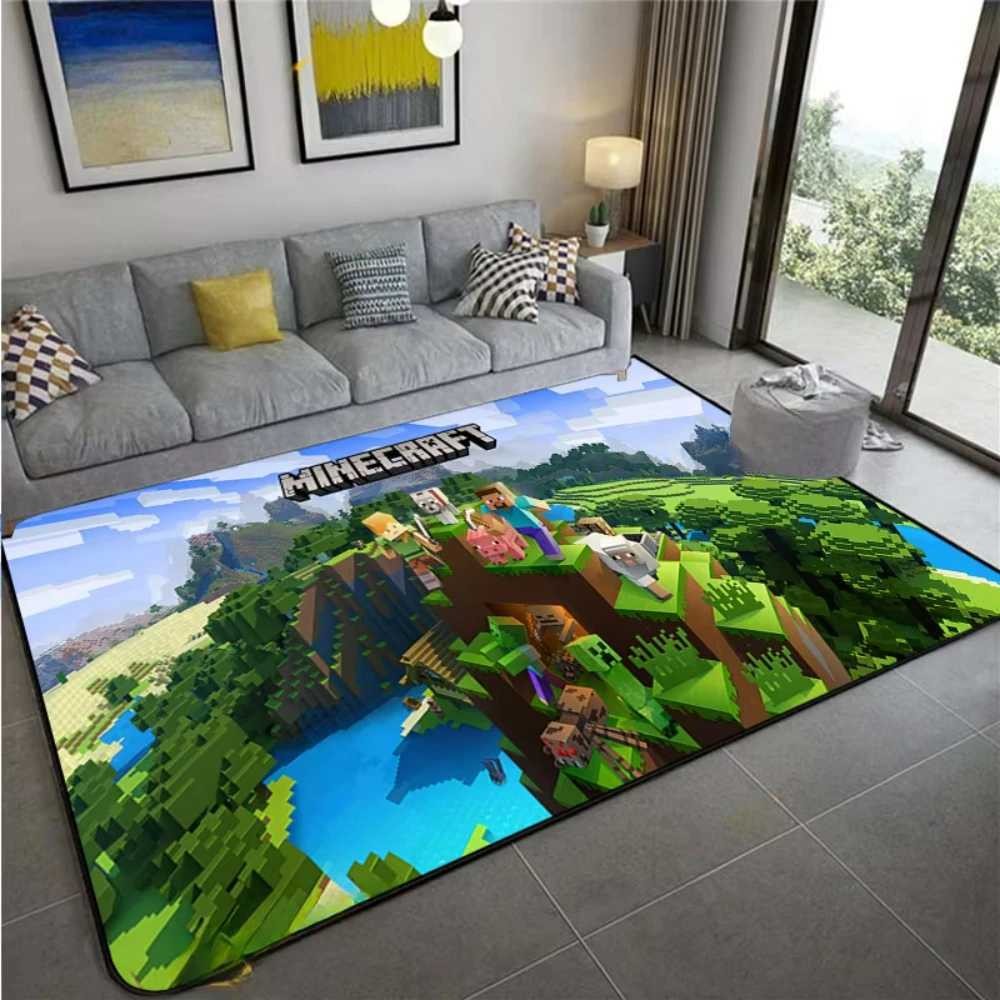 MINISO 3D Game MMINE Sandbox Carpet for Living Room Decor Bedroom Leisure Area Nonslip Mats Bedside Soft Floor Mat Welcome Rug C250912