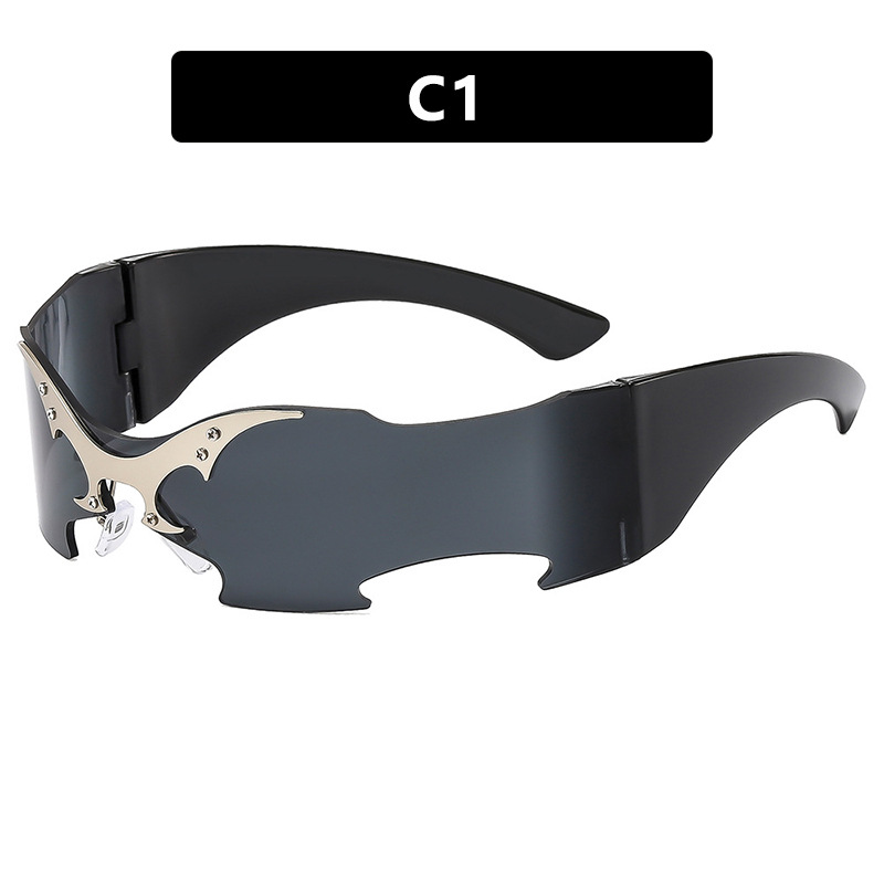 Futuristic Frameless Party Sunglasses Unisex Cyber Punk Nightclub Glasses UV Protection Hip Hop Dance Shield Techwear Accessories