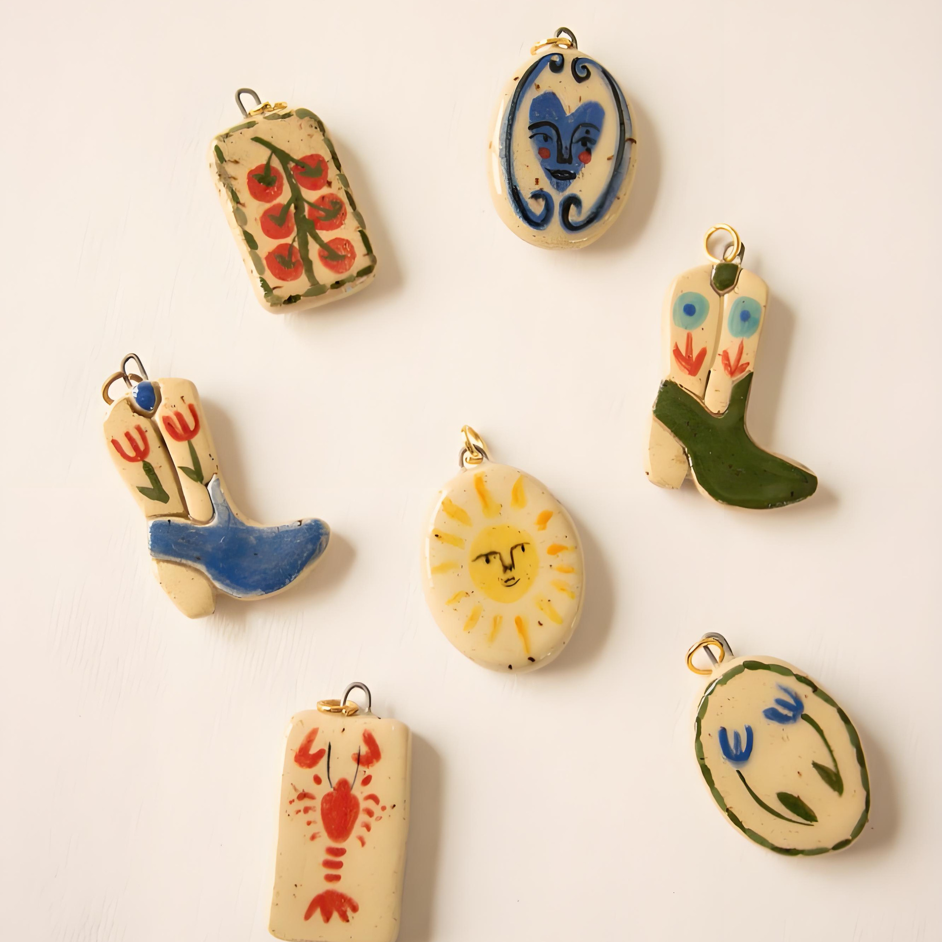 New Fashion Simple Elegant Oval Series Tomato Flower Pendant DIY Copper Plated 14K Gold Color Retention