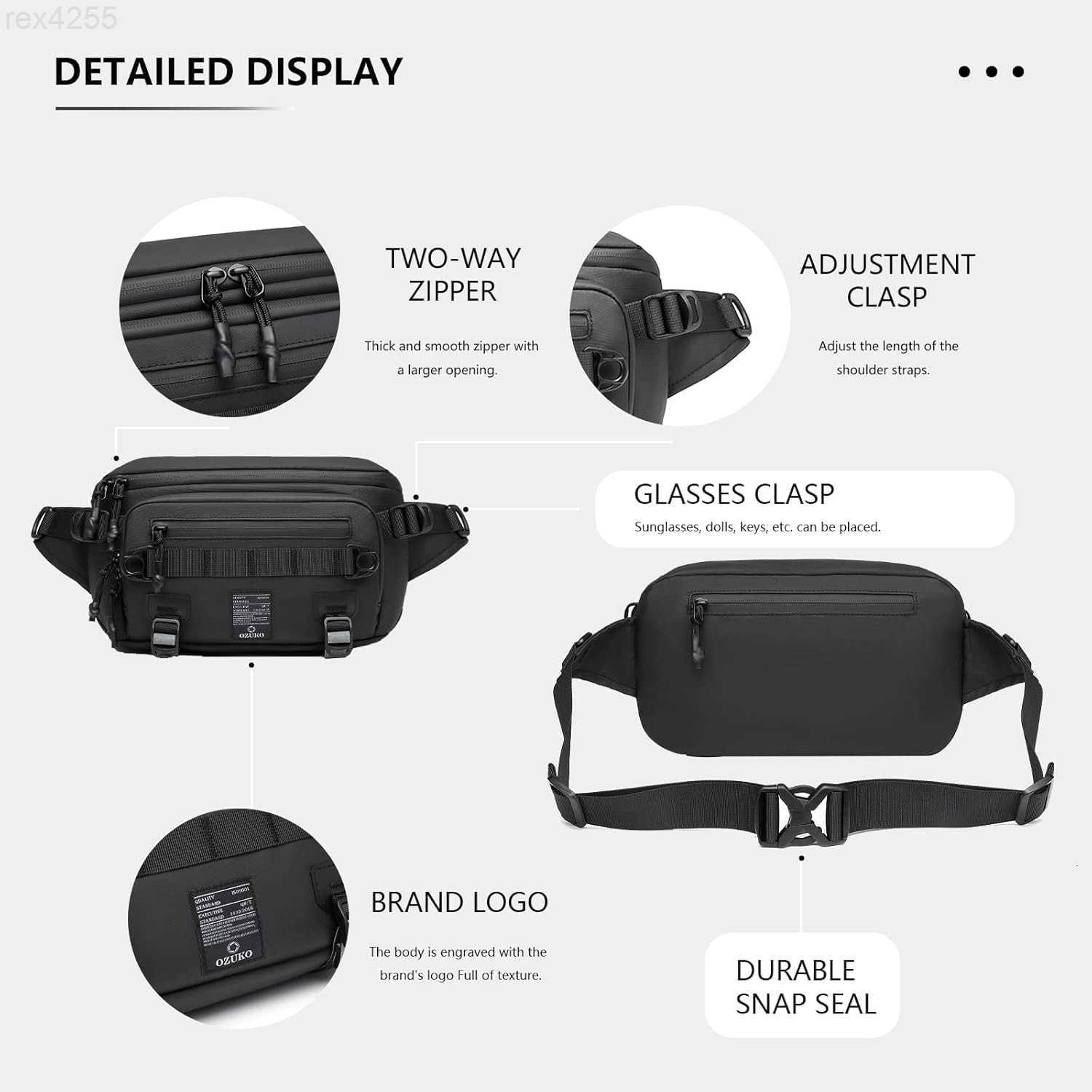 Waist Pack Bag Fanny Pack for MenWomen Hip Bum Bag with Adjustable Strap for Outdoors Workout Traveling Casual Running Hiking CyclingBlackW250912