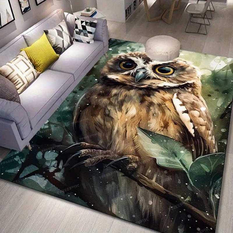 Owl Carpet for Modern Living Spaces Wildlife Themed Area Rugs Cozy Home Furnishings for Nature Lovers Skid resistant carpet C250912