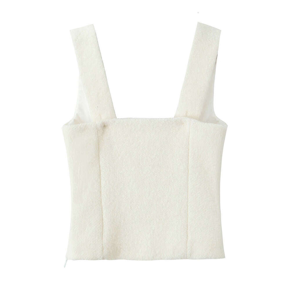 DHEssentials 2025 Summer New Style Chanel-inspired Single-breasted Decorative Camisole + High-waisted Elegant Midi Skirt Set