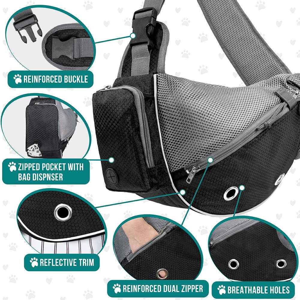 PetAmi Dog Sling Carrier for Small Dogs Puppy Carrier Sling Purse Dog Bags For Traveling Carrying Bag to Wear Medium Cat Adjustable Crossbody Pet Slin
