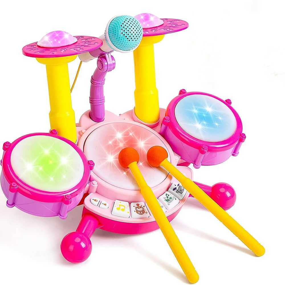 Kids Boy Girl Electric Drum KitMusical Instruments Learning Toys with 2 Drum Sticks Adjustable Microphone Birthday for BoysGir C250912