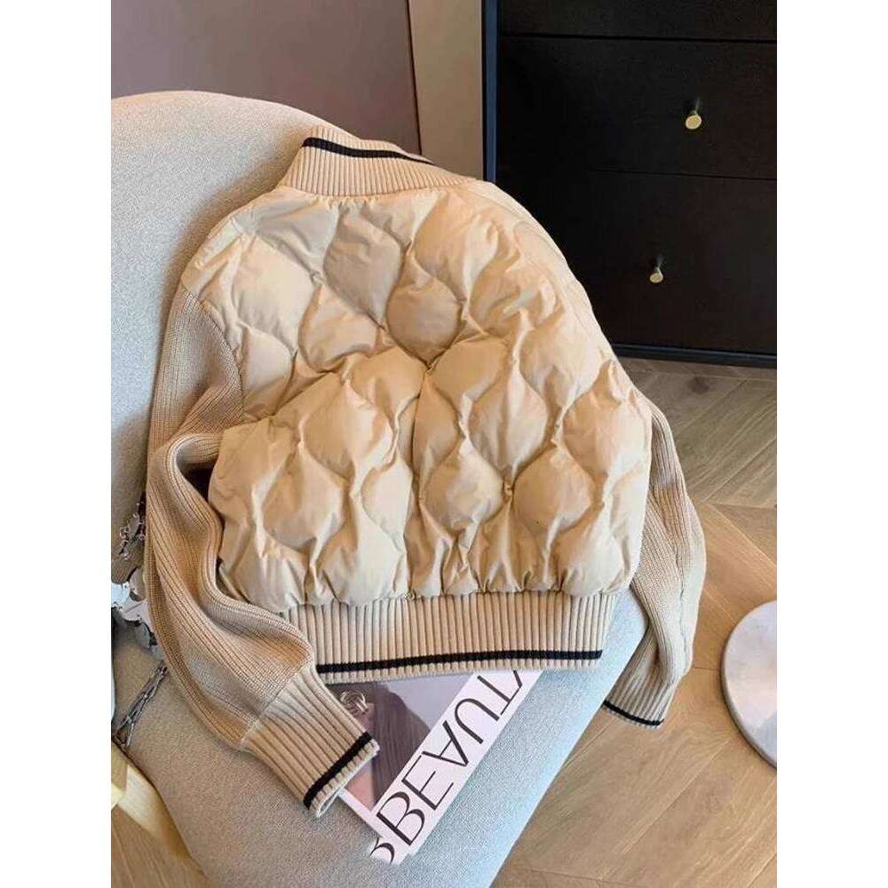 Retro Splice Knitted Cotton Jaet Lightweight Zipper Closure Youth Faion Autumn Winter Outerwear For Men And Women