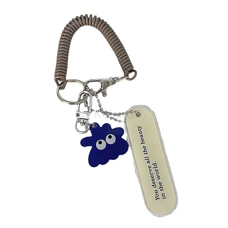 Cute Little Monster Acrylic Keychain AntiLoss Spring Rope Pendant Fashion Bag Decoration Accessories Backpack Hanging Charms M250912