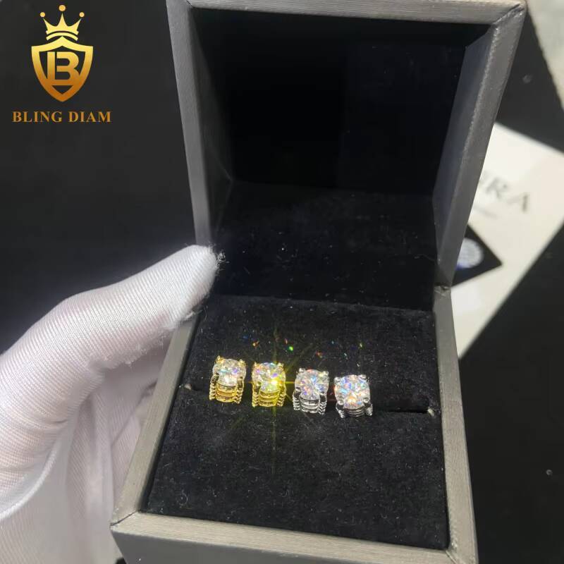 Fashion Hip Hop Earring 65mm VVS1 Iced Out Moissanite Diamond Earrings 925 Sterling Silver Earrings with GRA Certification