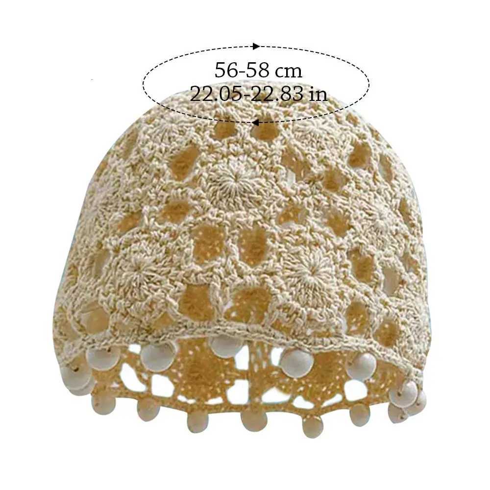 1Pc Flowers Hollowed Out Knitted Hat Handmade Lace Sklies Hat Casual Breathab Beret Fashion Summer Sun Hat for Wen G250910