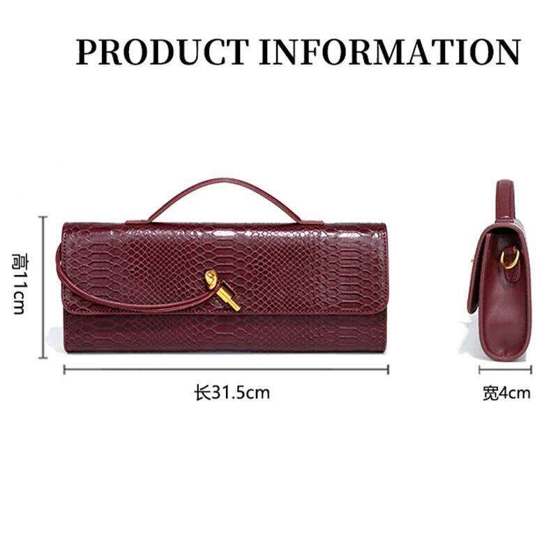 Women Snake Pattern Crossbody Premium Sense Daily Women's Niche Design Long Clutch Plug Shoulder Bag High Qualit