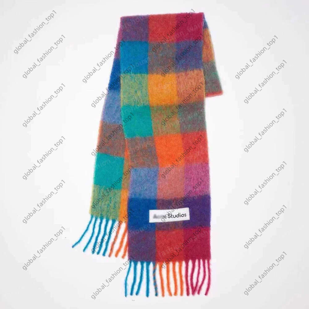 acnea scarf Scarves 2024 Autumn And Winter New Thickened Warm Studios Plaid Scarf Halloween Style Simple Tassel Colorblocking Shawl Colorful plaid scarf 587