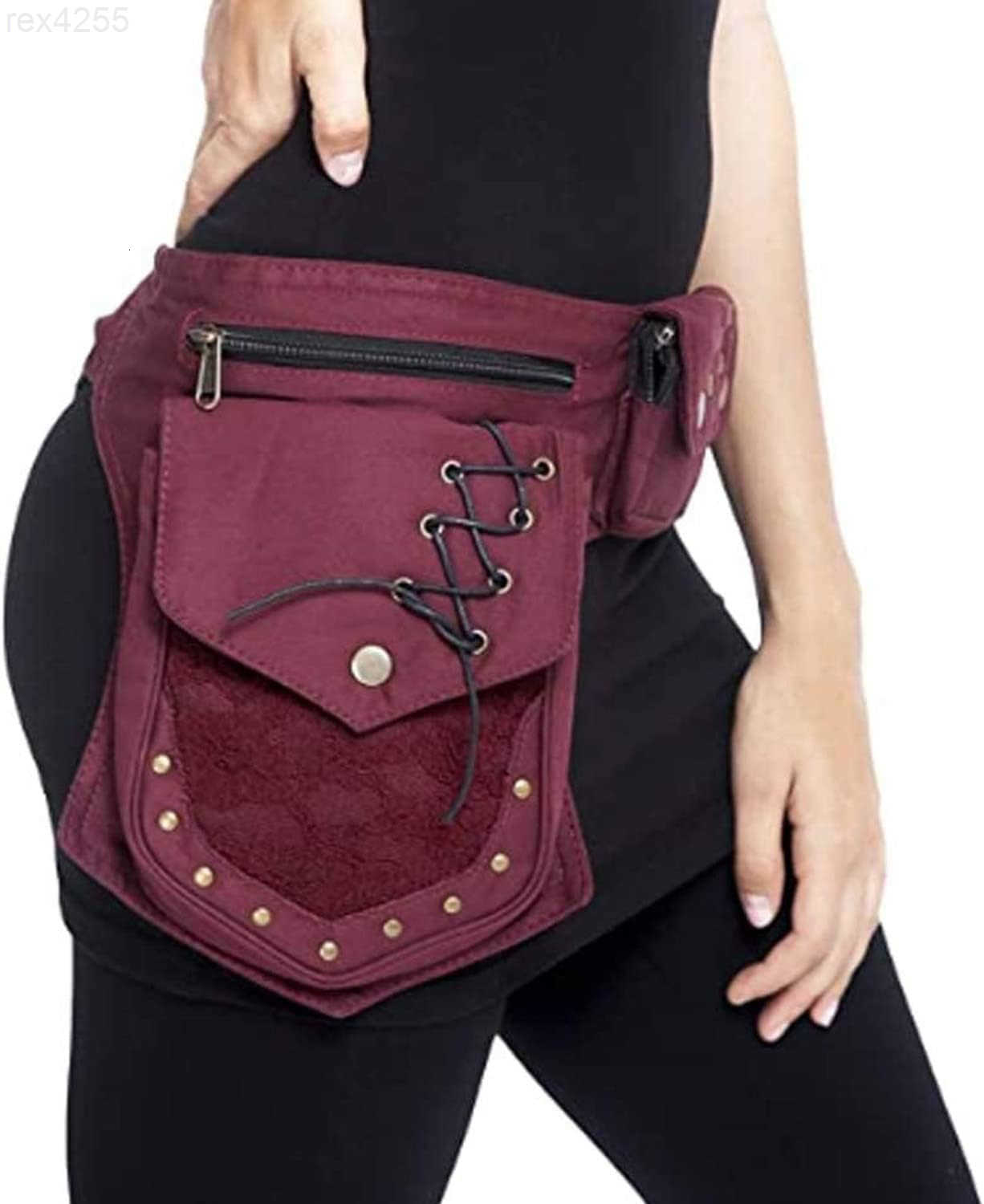 Women Waist Bag Fanny Bag Renaissance Faire Festival Chest Pack with Adjustable Belt Fashion Hip Bum Bag for Running Hiking 00BlackW250912