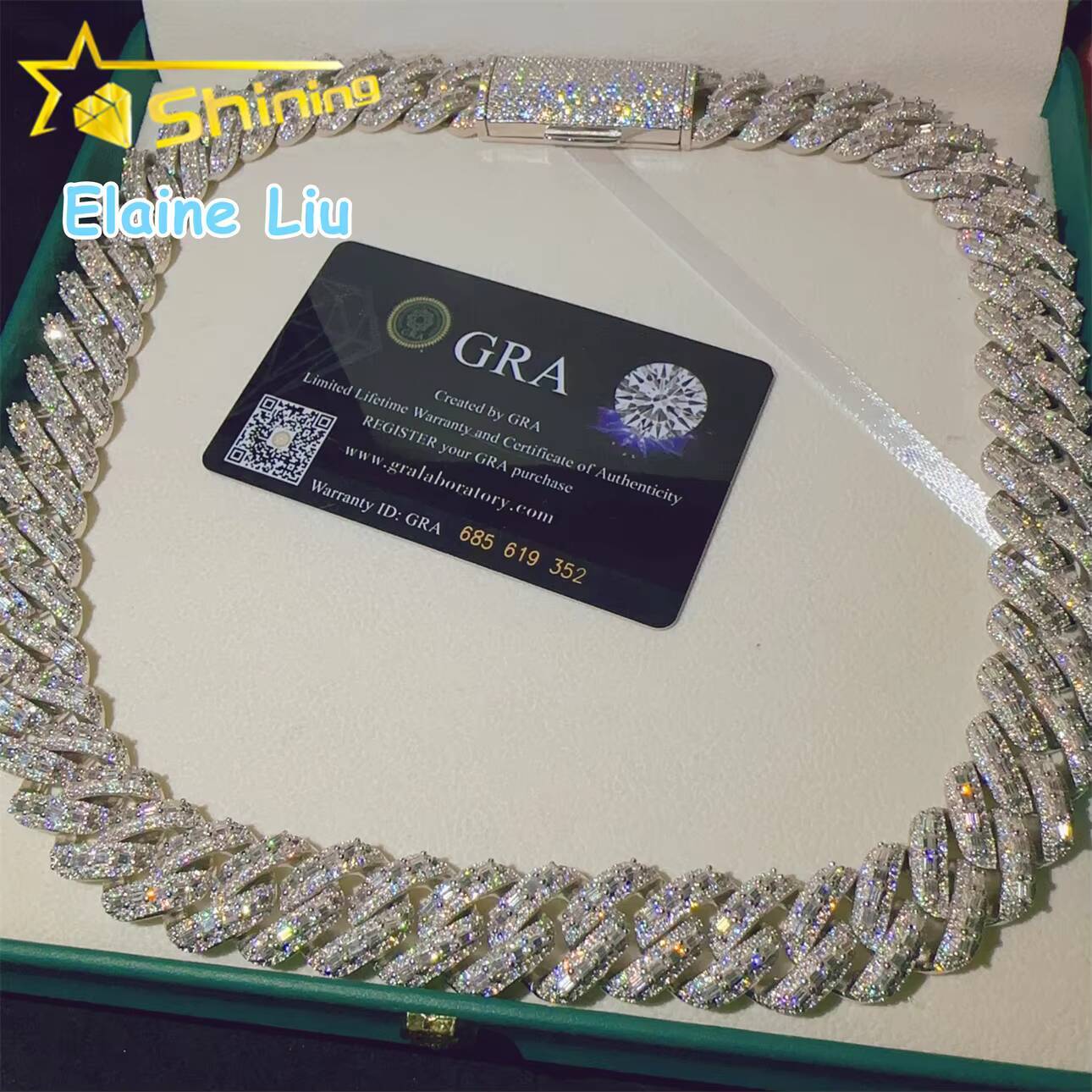 18mm VVS Moissanite Diamond Sterling Silver 925 Cuban Link Chain Moissanite Hip Hop Jewelry Cuban Link Chian Necklace