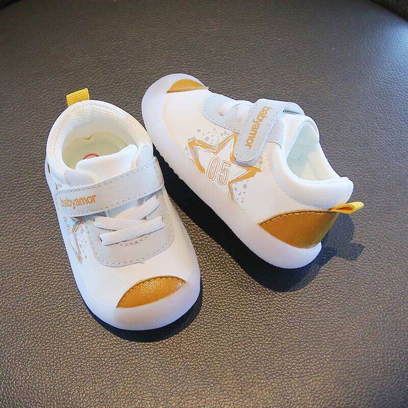 Baby Boys Girls Rubber Non-Slip Sole Waterproof Leather Toddler Shoes