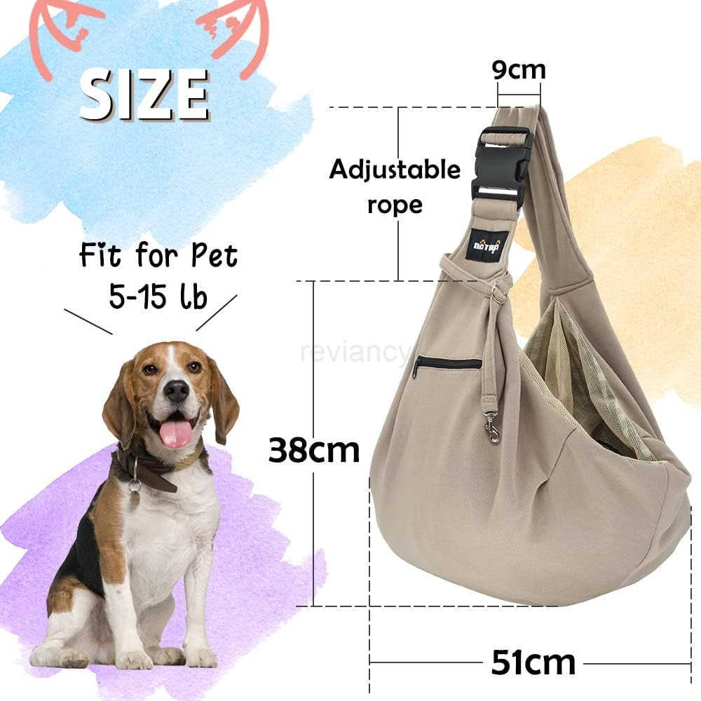 Pet Dog Sling Carrier Dog Sling with Net Bag for Carrier Dogs CATsHands Free Pet Bag net Pocket pet Bag KhakiW250912