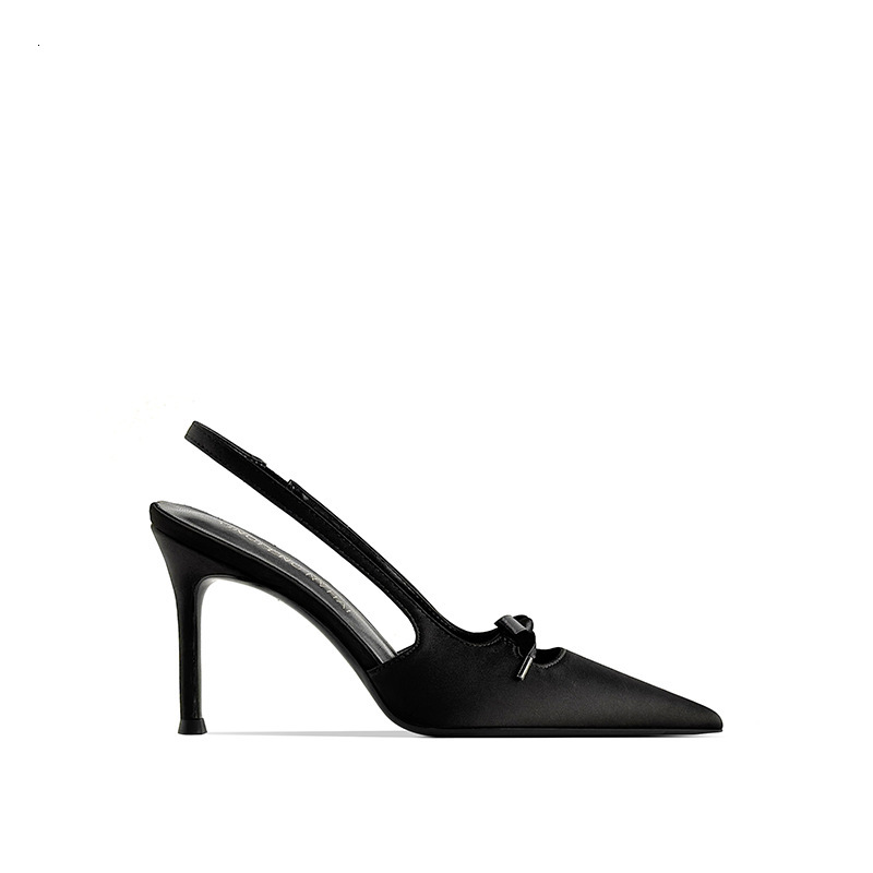 2025 Autumn New French Fairy Style Light Luxury Elegant Hollow Butterfly Knot Thin Heel Pointed Open Back Women's High Heels Designer Shoes