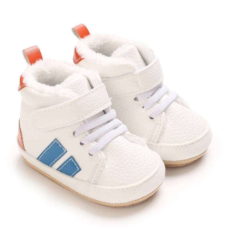 Fashionable Winter Warm Non Slip Casual 0-18M Newborn High Top PU Sports Shoes For Infants And Young Children Walking