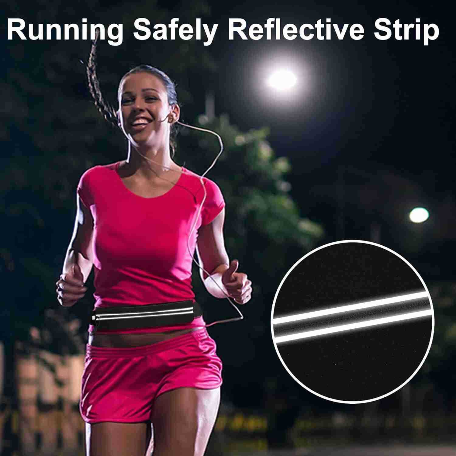 Slim Running Belt For Men and Women Waist Fanny Pack Phone Holder Pouch Bag Reflective Zipper Pocket Workout Cycling FitnessW250912