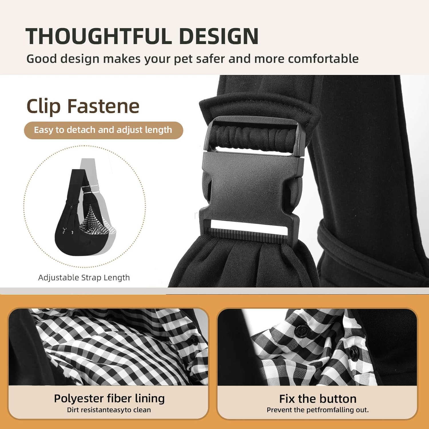 Dog Carrier Sling HandFree Dog Carriers for Small Dogs and Cats Puppy Sling Carrier with Zipper Purse Pocket Travel Safety Harness Puppy Essentials Bl