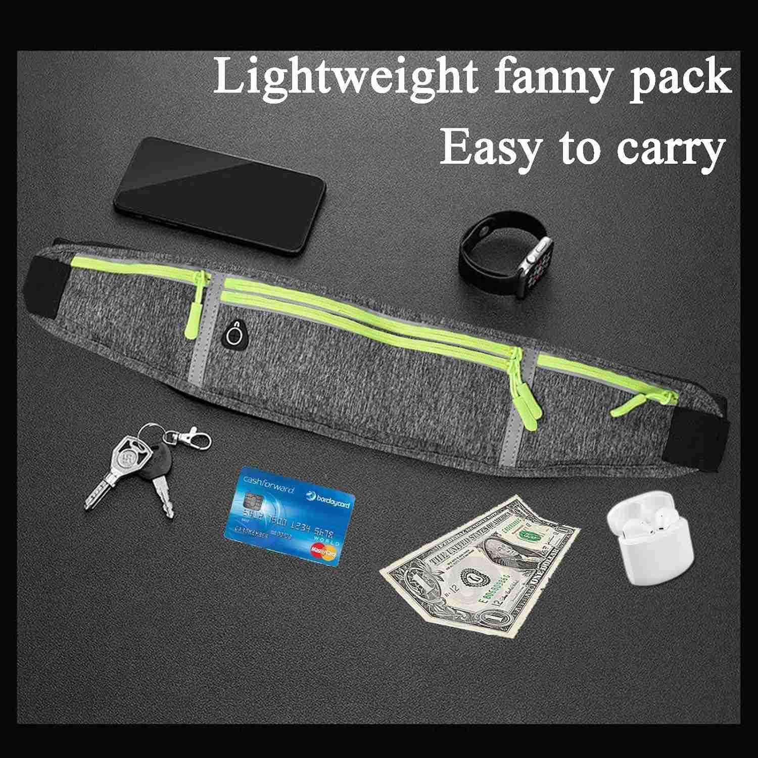 Waist pack sport running Belt Pack with adjustable Strap for running hiking travel outdoors sport Grey 3 PocketsW250912