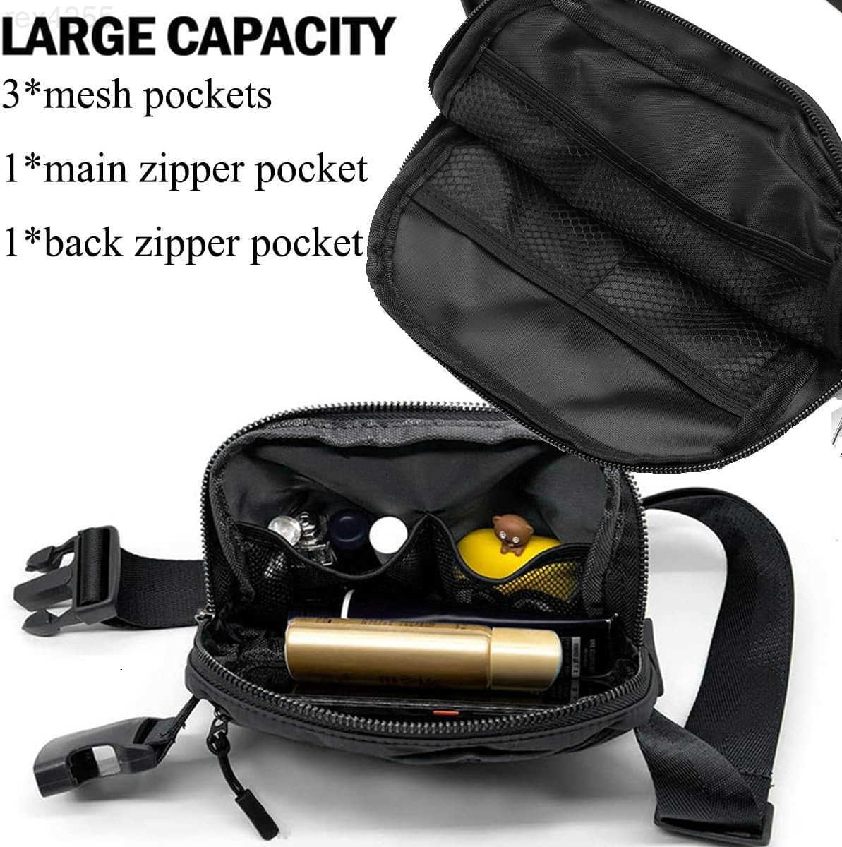 Mini Belt Bag Black Fanny Pack for Women Men Fashionable Small Waist Pack Crossbody Bag for RunningHikingJoggingCycling Black fanny bagW250912