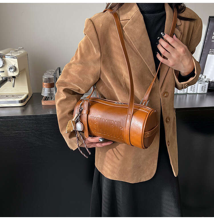 Trendy Melard Texture Handheld Soft Leather Cylinder Designer Bags for Women Versatile Simple Multi-Way Pillow Bag