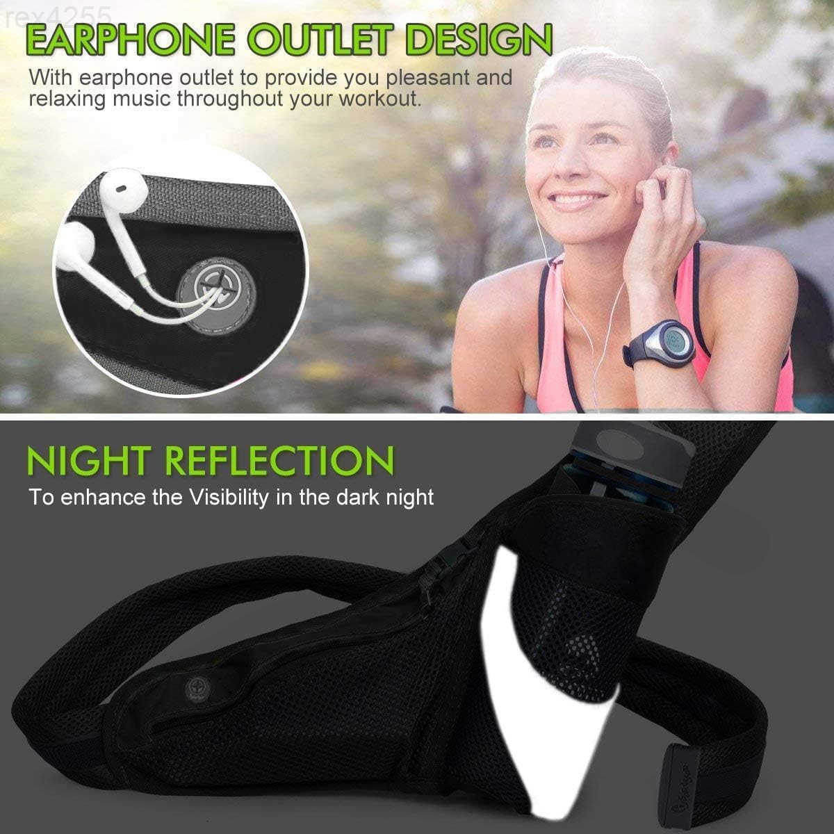 Running Belt Hydration Waist Pack with Water Bottle Holder for Men Women Waist Pouch Fanny Bag ReflectiveW250912