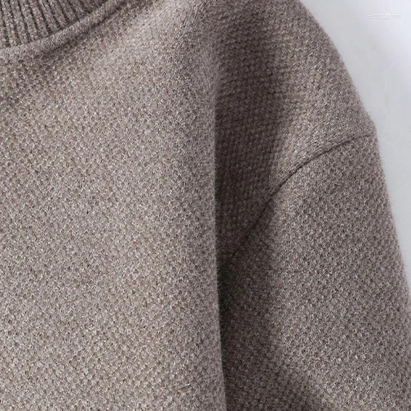 Men's Sweaters Korean Version Pea Green Sweater Men Fleece Lined Thickened Long Sleeve Knit Pullover Autumn Winter Thermal Warm