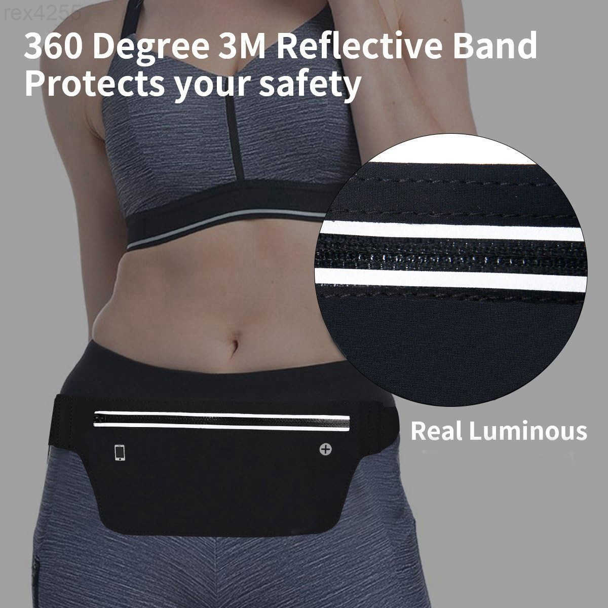 Fanny Packs for Women Waterproof Fanny Pack for Men Adjustable Running Belt Waist Pack Slim Expandable Pocket Belt Black iPhone Running Holder Cell Ph