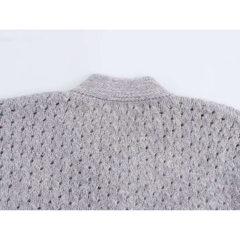 DHEssentials 2025 Autumn New French Style Loose Versatile Pocket Knitted Cardigan Sweater Jacket