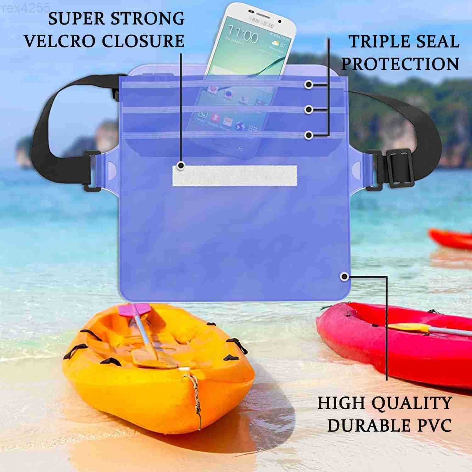 2Pack Waterproof Pouch with Adjustable Waist Strap Screen Touch Sensitive Dry Bag Keep Your Phone and Valuables Dry Perfect for Swimming Kayaking Boat
