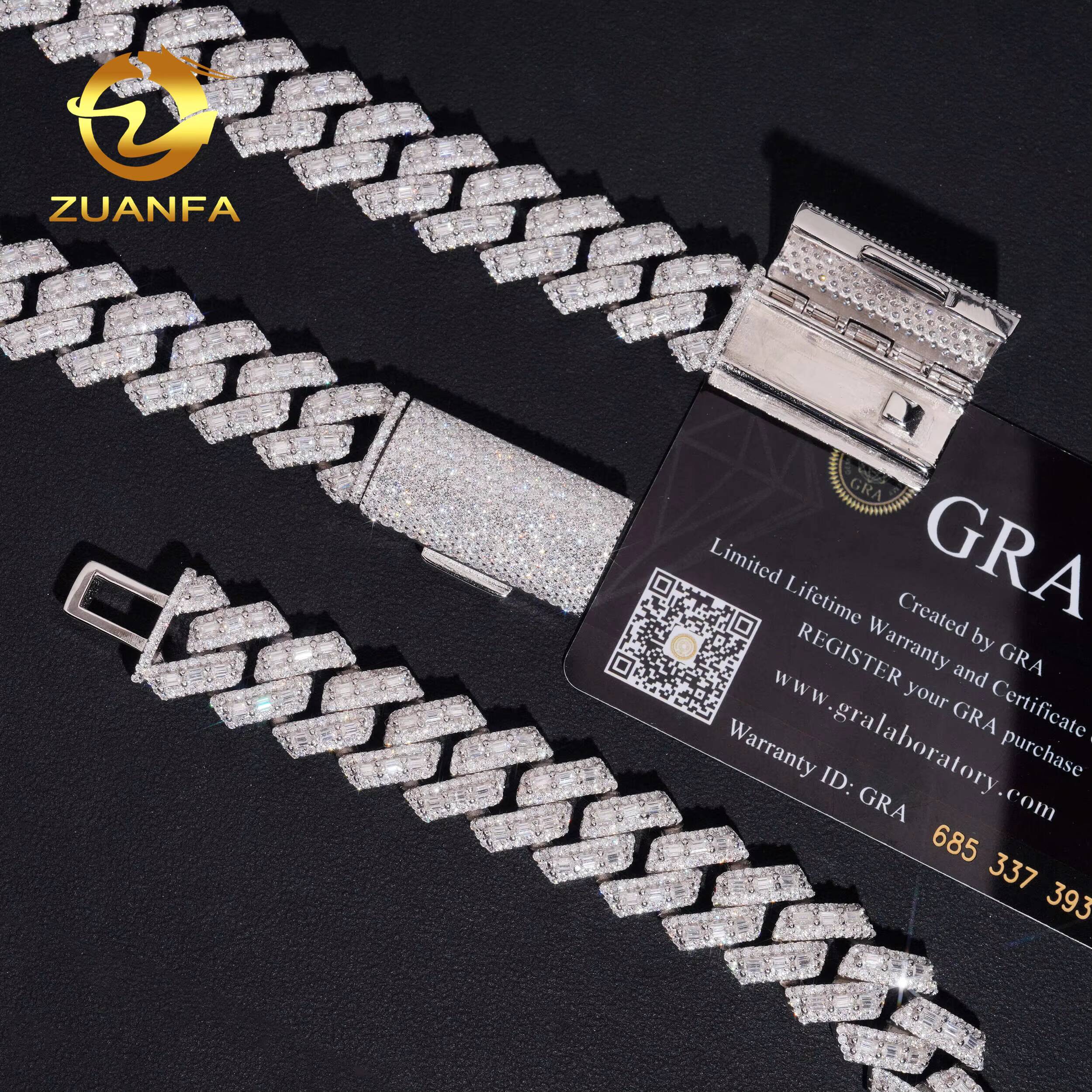 VVS Moissanite Diamond Fine Jewelry Pass Diamond Tester Miossanite Hip Hop Iced Out Necklace 16mm Miami Cuban Link Chain