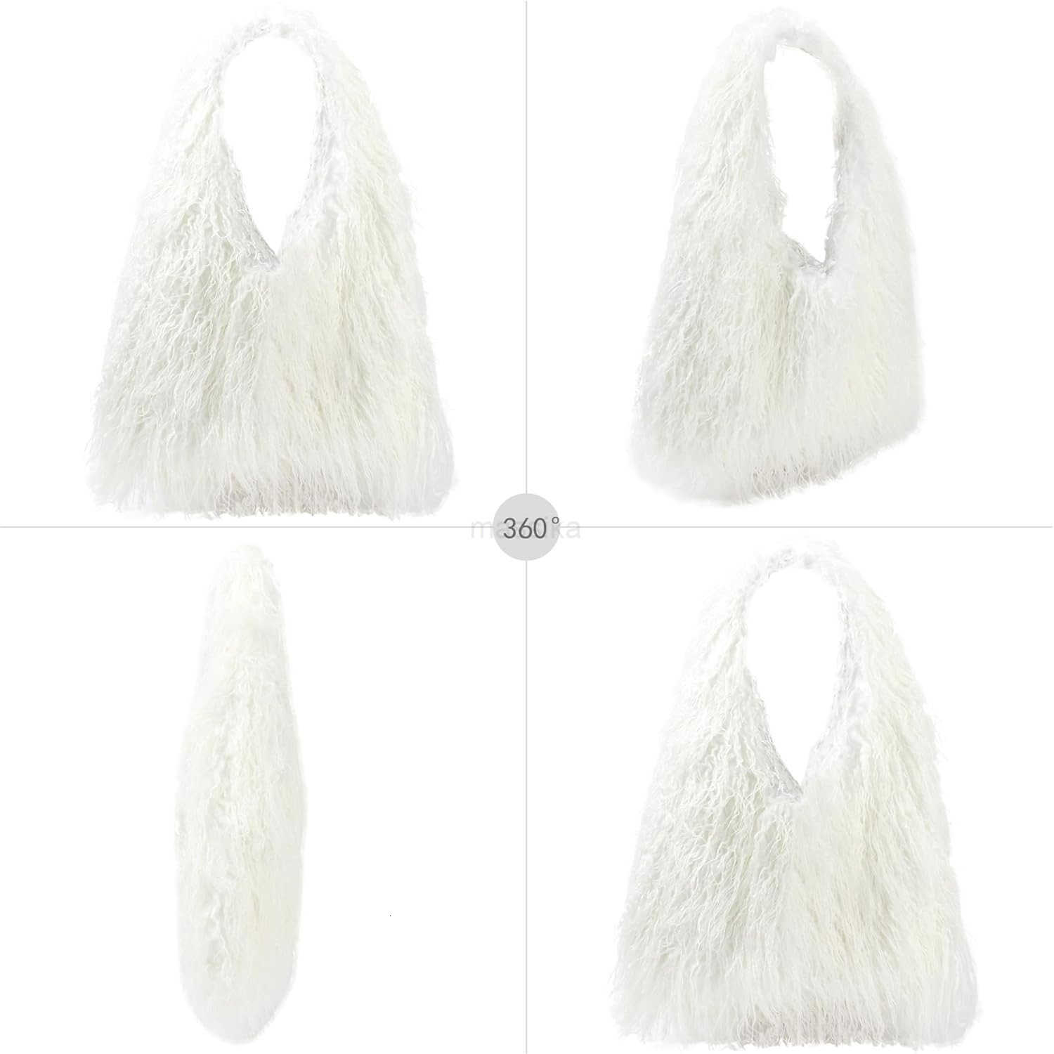 Women Faux Fur Tote Bag Fluffy Plush Shoulder Bags Soft Casual Hobo Bag Big Capacity Shopping Bag M250912