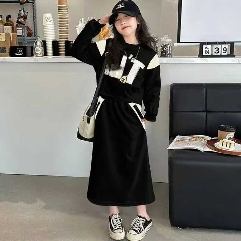 Spring and Autumn Skirt Suit Set Korean Two Piece Clothes Girl 10 To 12 Years Old Childrens Clothing Girls Kids Winter Outfit C250912