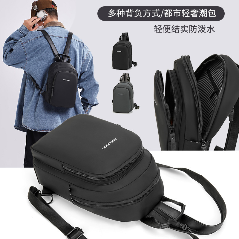 Men S Chest Bag Leather Waterproof Large Capacity Multifunctional Fashion Sports Outdoor Designer Bag Casual Luxury Free Shipping Bag Backpack Crossbo