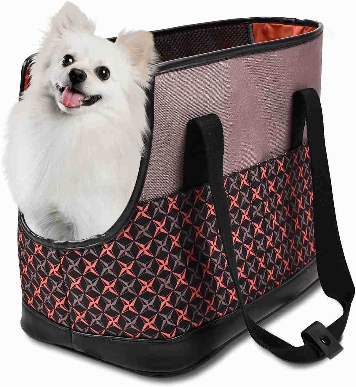 Dog Purse Carrier for Small Dogs SoftSided Tote Bags with Pocket Dog Travel Supplies Portable Dog Sling with AntiSlip BottomW250912