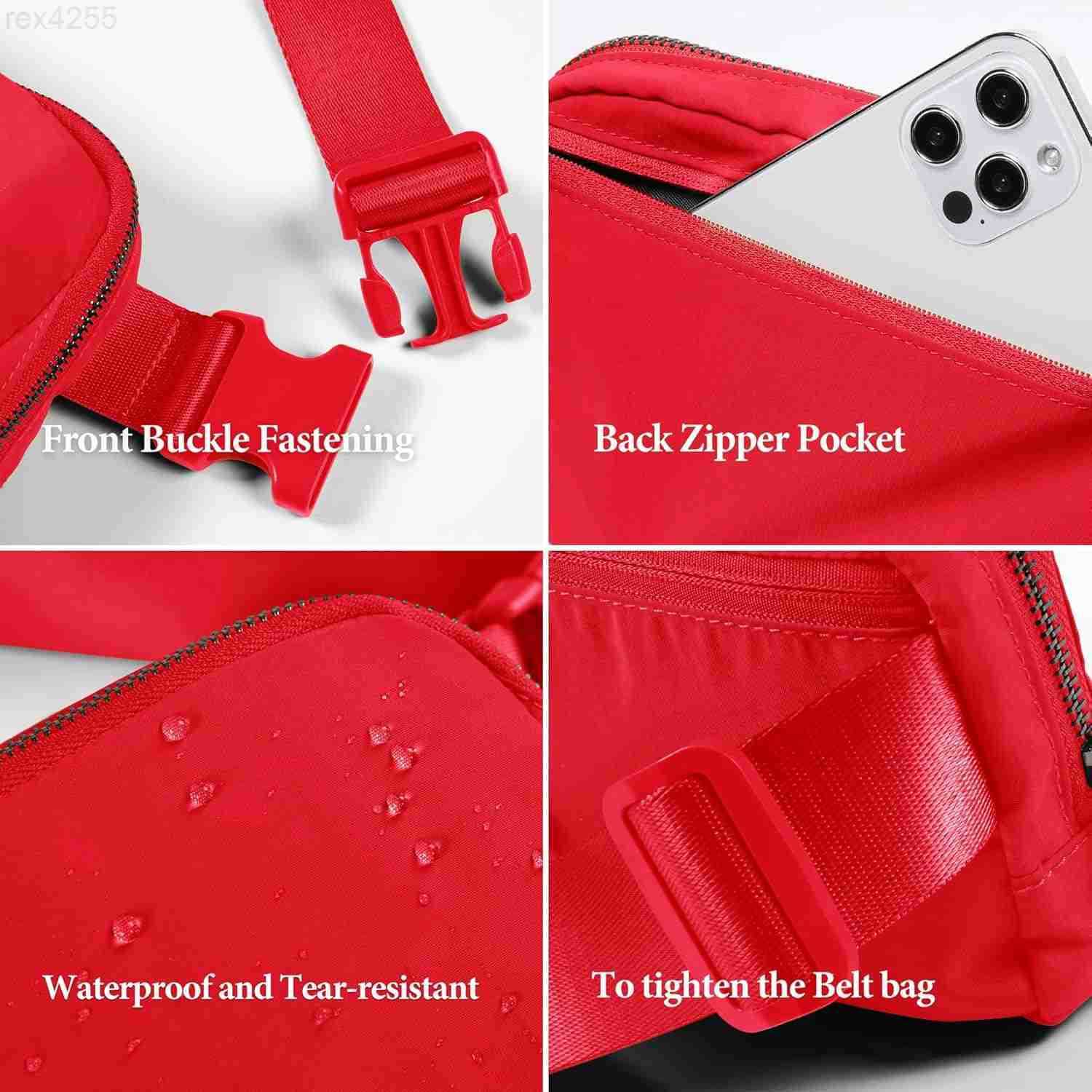 Unisex Mini Belt Bag with Adjustable Strap Small Fanny Pack for Workout Running Traveling Hiking RedW250912