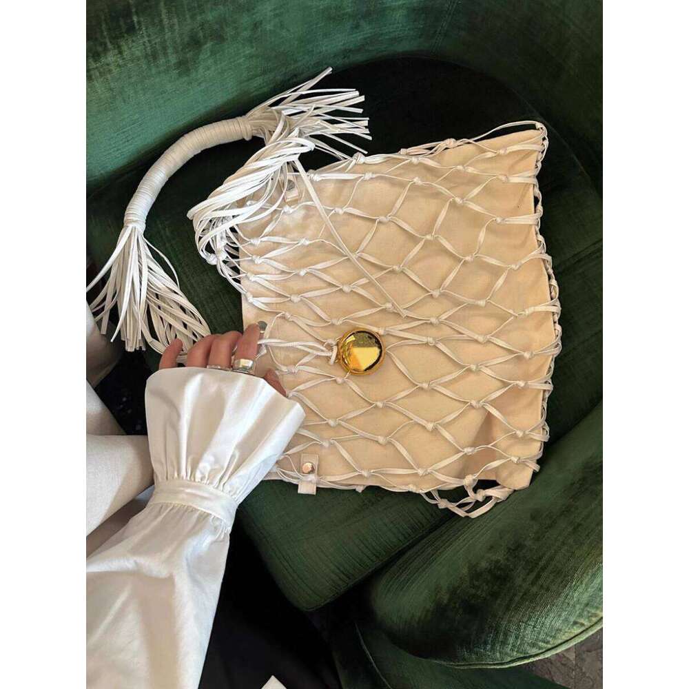 Designer Bag Tote Bag Shoulder Bag THREE New Trendy Fashion Versatile Hollow Woven Rope Design Tassel Strap Single Shoulder Handbag For Women