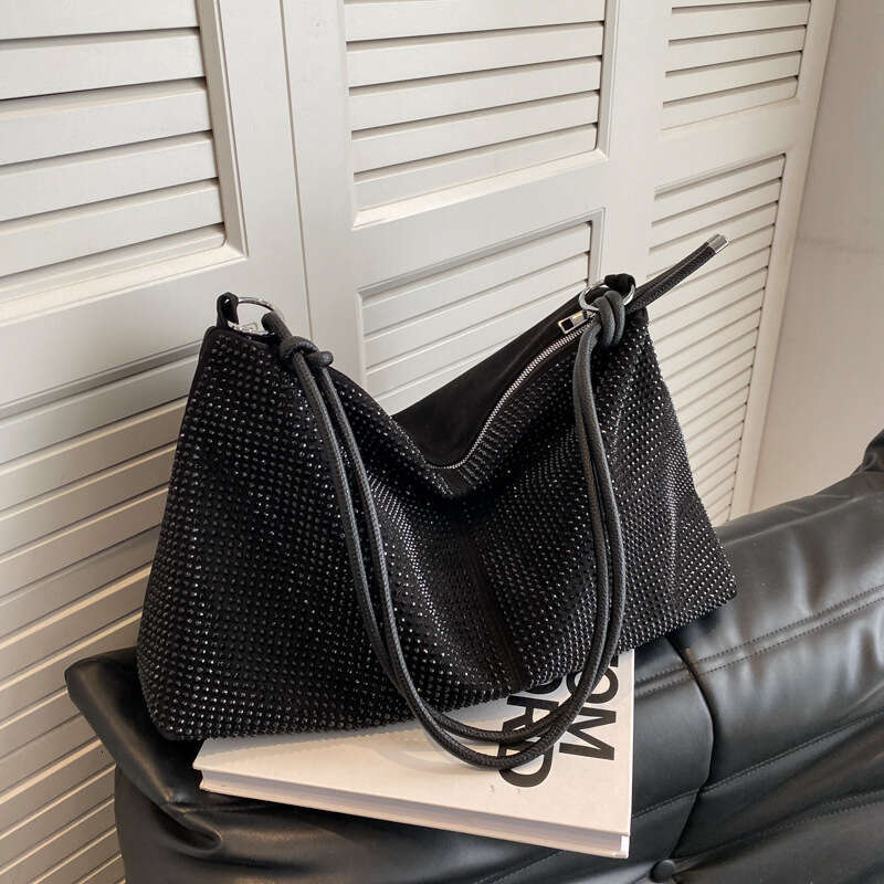 Designer Bags New Women's with Rhinestones Trendy Silver Sparkling Diamonds Large Capacity Shoulder Handbag Underarm King Bag for Women