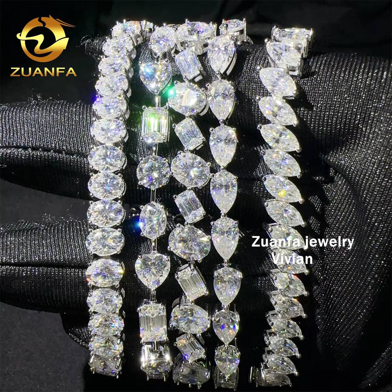 Hip Hop Jewelry Iced Out 7mm VVS Moissanite Diamond 925 Sterling Silver GRA Certified Tennis Chain Bracelet